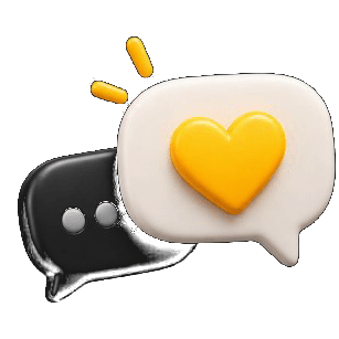 Speech bubbles with a yellow heart